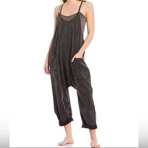 Free people movement hot shot romper jumpsuit faded black womens L